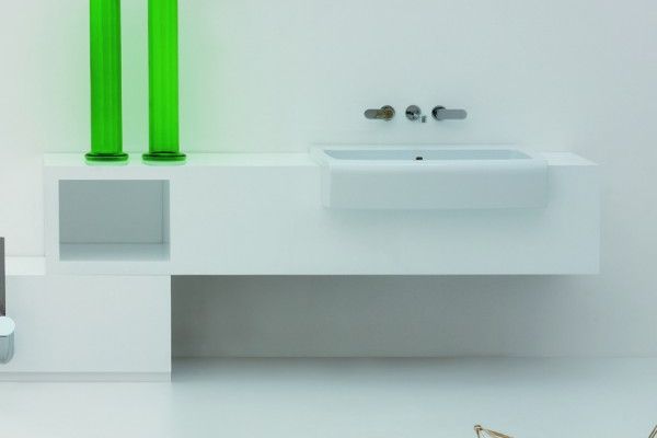 UNA90V1/RM · Möbelmodul UNA zu Halbeinbauwaschtisch UNA90L, eine offene Ablage RE/LI, 160-240/45/40cm UNA90V1/RM · Möbelmodul UNA zu Halbeinbauwaschtisch UNA90L, eine offene Ablage RE/LI, 160-240/45/40cm