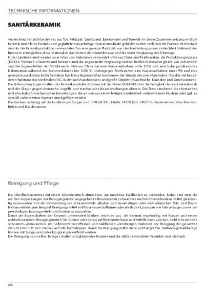 Pflegeanleitung Sanitärkeramik