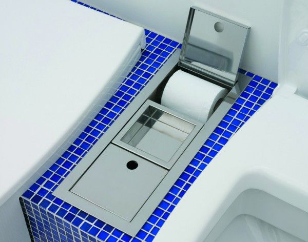 UNAPF/R · Multieinbaubox UNA, mit integrierter Bürstengarnitur, Papierhalter und Seifenschale, EDELSTAHL poliert UNAPF/R · Multieinbaubox UNA, mit integrierter Bürstengarnitur, Papierhalter und Seifenschale, EDELSTAHL poliert