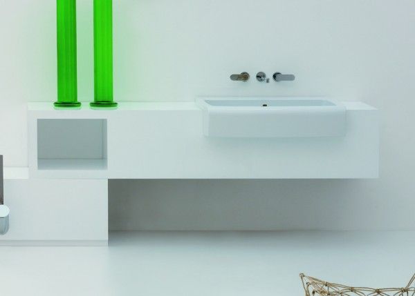 UNA90V1/RM · Möbelmodul UNA zu Halbeinbauwaschtisch UNA90L, eine offene Ablage RE/LI, 160-240/45/40cm UNA90V1/RM · Möbelmodul UNA zu Halbeinbauwaschtisch UNA90L, eine offene Ablage RE/LI, 160-240/45/40cm