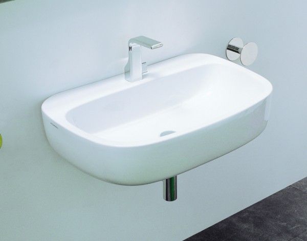 MN74L &middot; Waschtisch MONO 74cm, h&auml;ngend / Aufbaumodell 74/48/18,5cm weiss