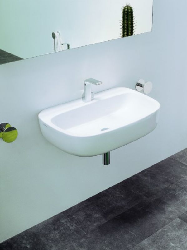 MN64L &middot; Waschtisch MONO 64cm, h&auml;ngend / Aufbaumodell 64/48/18,5cm weiss